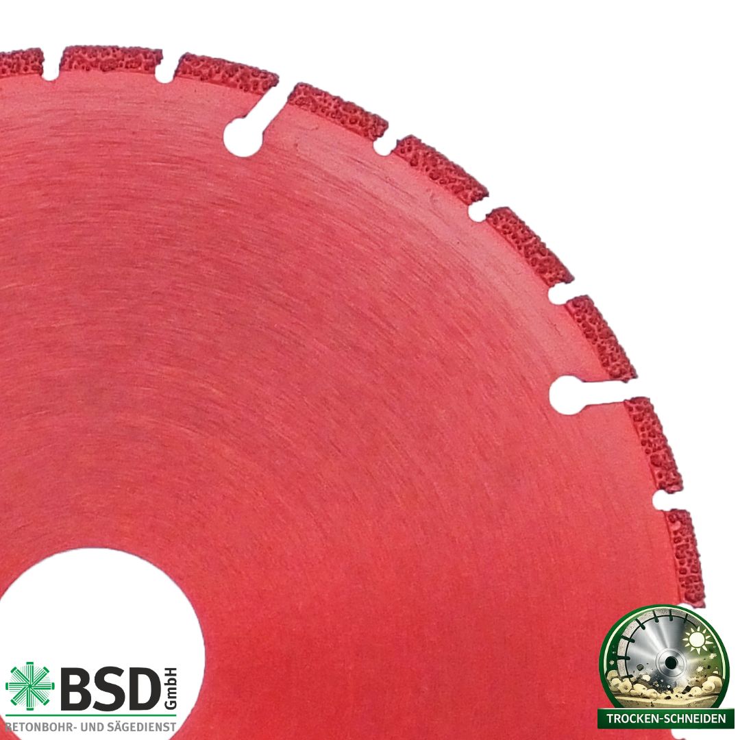 Deine ultimative Trennscheibe in roter Ausführung.

Dank der hochwertigen Diamantbestückung eignet sich die Scheibe für präzise Schnitte in verschiedenen Werkstoffen wie z.B.:
- Kunststoff, PVC, GFK
- dünne Metall, Sonderanwendung
- Komposit Werkstoffe